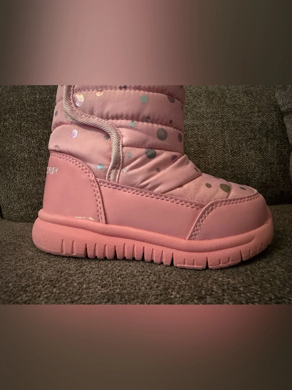 Kids Pink Dot Snow Boots with Easy Slip-On Fit
